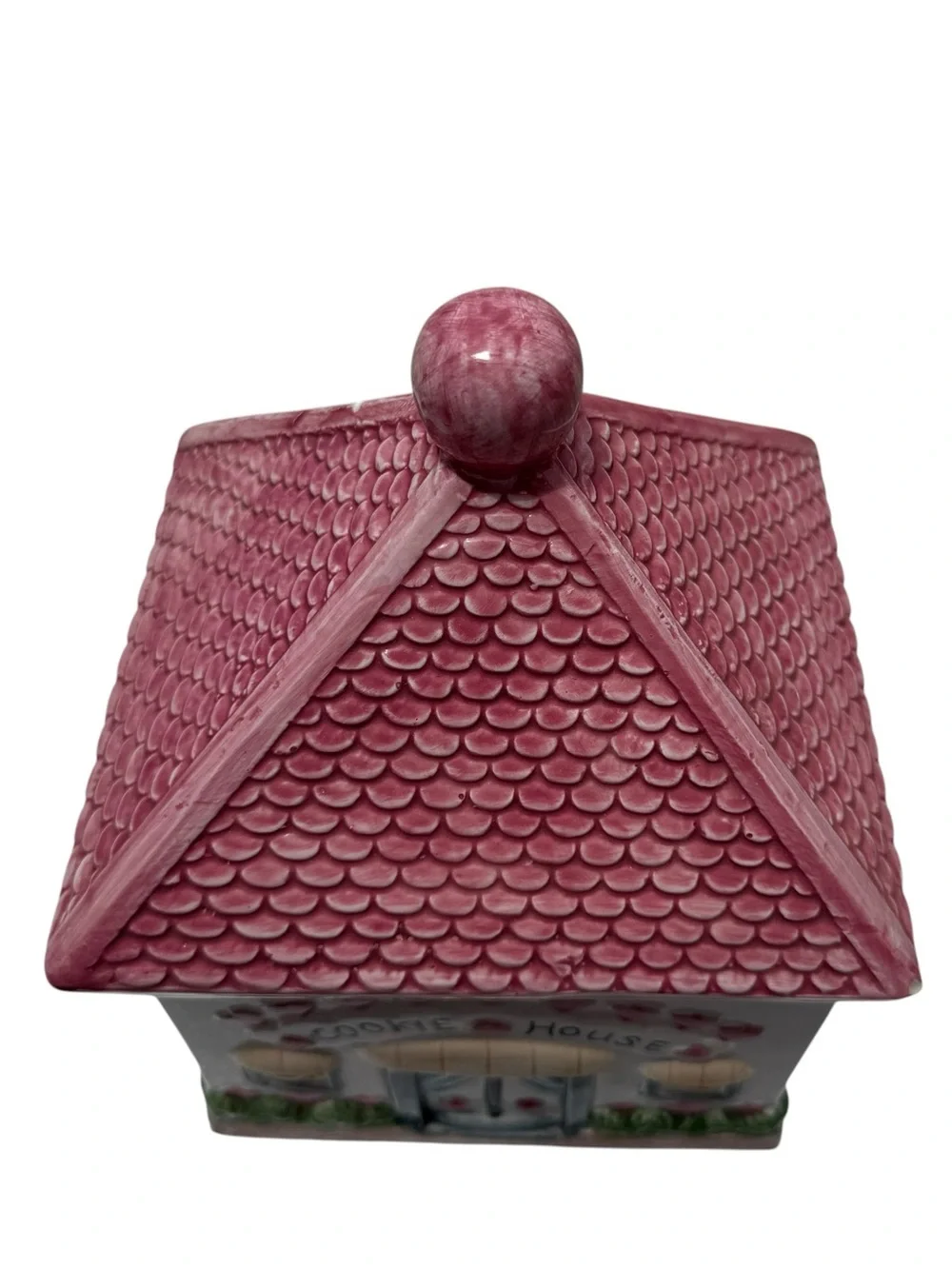 Vintage Pink Cottage Cookie House Cookie Jar Valentine Cottagecore Ceramic Decor